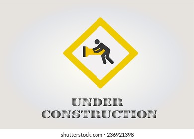 Under construction illustration, yellow lantern over color background