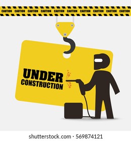 under construction indusrtail worker helmet welding vector illustration eps 10