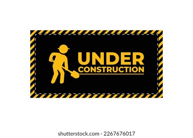 Under construction industrial background in yellow black stripes vector illustration