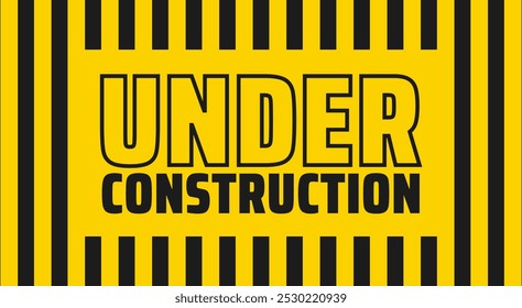 under construction Industrial caution warning Sign background or banner with black and yellow stripes.