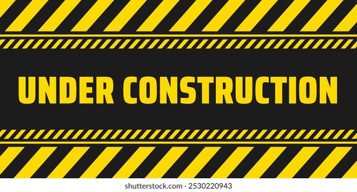 under construction Industrial caution warning Sign background or banner with black and yellow stripes.