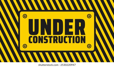 under construction Industrial caution warning Sign background or banner with black and yellow stripes.