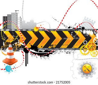 Under construction for internet web page, vector layered.