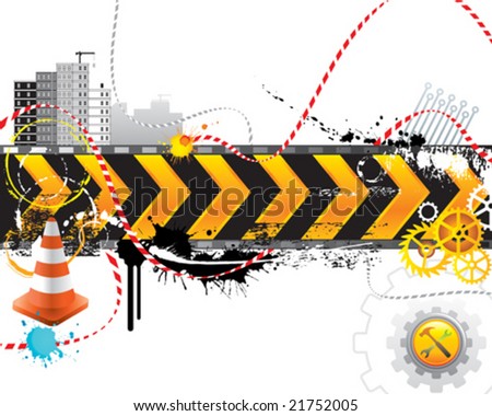Under construction for internet web page, vector layered.