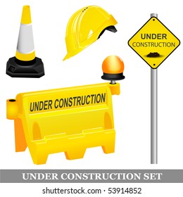 Under construction items set. Vector illustration