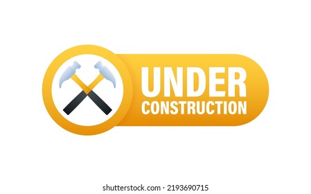 Under construction label. Border stripe web. Vector illustration.