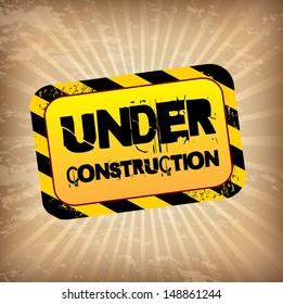 under construction label over grunge background vector illustration 