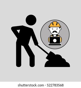 under construction laptop worker vector illustration eps 10