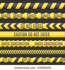 Under Construction Line Set on a Dark. Different Variants. Vector illustration