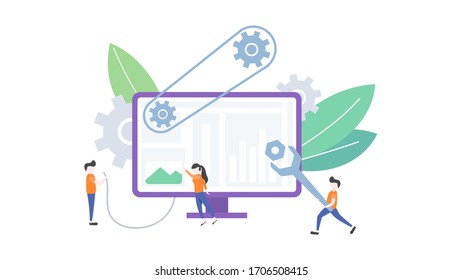 Under construction and maintenance flat illustration
