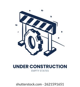 Em construção, manutenção, manutenção web, em breve, construção de página, atualização de site, temporariamente indisponível, construção. Ilustração de vetor