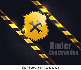 Under Construction Metallic Background Vector Design