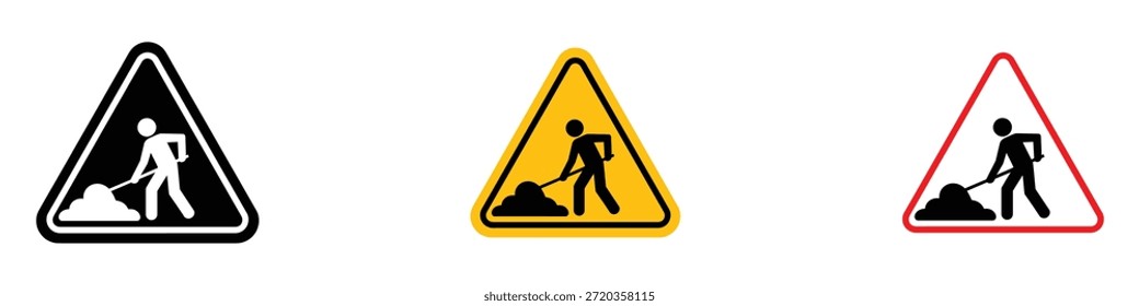 Em construção aviso ícone de sinal vetor. construção, estrada manutenção cuidado símbolo. ilustração vetorial.
