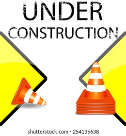 Under construction and orange white cone vector