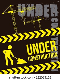 under construction over black background. vector illustration