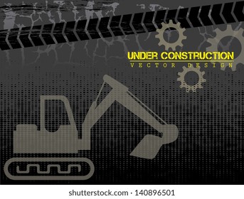 under construction over black background vector illustration
