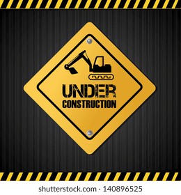 under construction over black background vector illustration