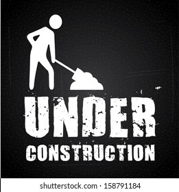 under construction over black background vector illustration 