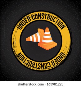 under construction over black  background vector illustration   