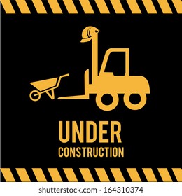 under construction over black background vector illustration 