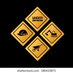 under construction over black background vector illustration 