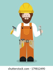 under construction over  blue background vector illustration   