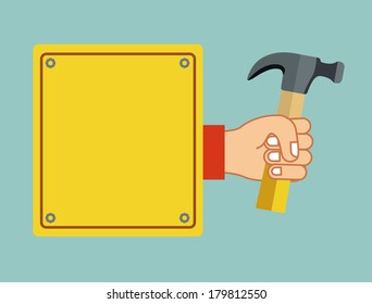 under construction over  blue background vector illustration   