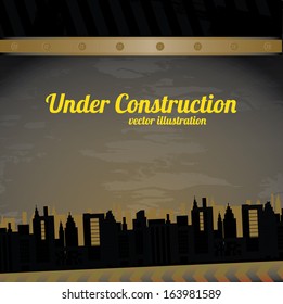 under construction over cityscape background vector illustration   