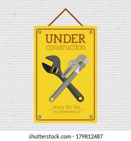 under construction over  dotted background vector illustration   