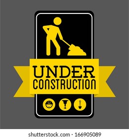 under construction over gray background vector illustration 