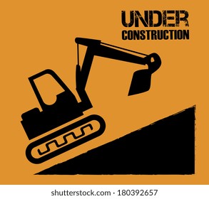 under construction over orange background vector illustration 