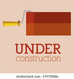 under construction over  pink background vector illustration  
