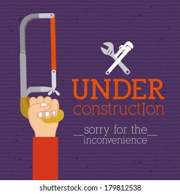 under construction over purple  background vector illustration   