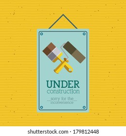 under construction over yellow  background vector illustration   