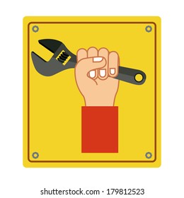 under construction over yellow  background vector illustration    