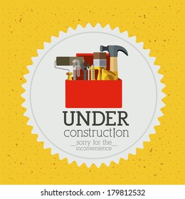 under construction over yellow  background vector illustration    