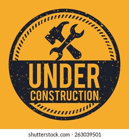 Under construction over yellow background  design, vector illustration.