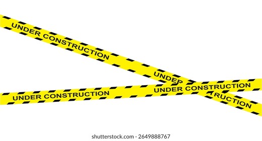 Under construction page. Caution yellow tape construct warning line background sign web page security caution in eps 10.