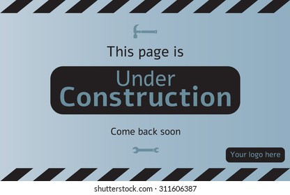 Under Construction Page With Come Back Soon Massage And Logo Area.