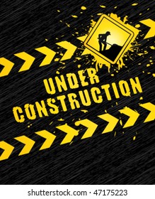 Under construction page with traffic sign. Vector background.