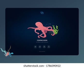 Under Construction Page for a website that is still under development, which uses a deep-sea theme.