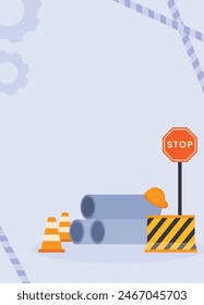 Under construction portrait background vector illustration