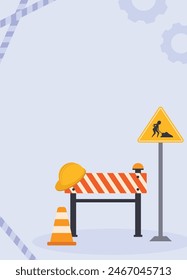 Under construction portrait background vector illustration