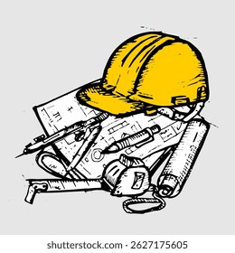 En construcción, cartel y Vector de Anuncio