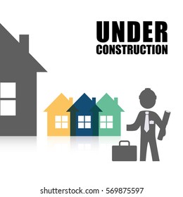 under construction proffesional architect portfolio plans vector illustration eps 10