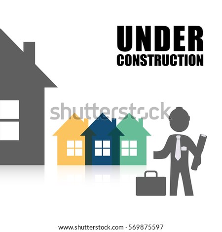under construction proffesional architect portfolio plans vector illustration eps 10