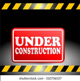 under construction progress red plat sign