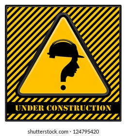 Under construction with question mark human head symbol, vector