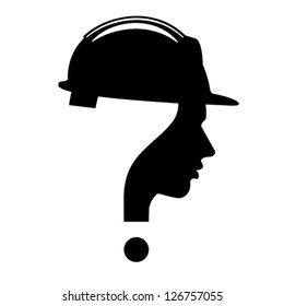 under construction with question mark human head symbol, vector