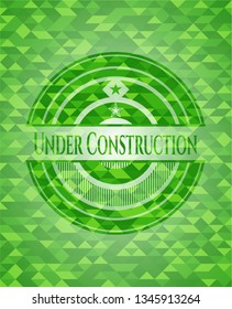Under Construction realistic green emblem. Mosaic background